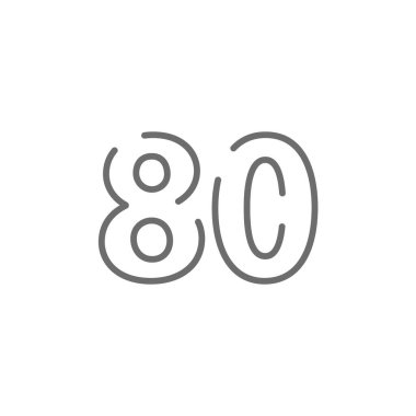 80 sayı dizaynı yazı tipi. Beyaz arkaplanda gri renk izole edilmiş vektör çizimi