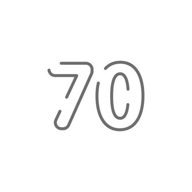 70 numara çizgi tasarımı yazı tipi. Beyaz arkaplanda gri renk izole edilmiş vektör çizimi