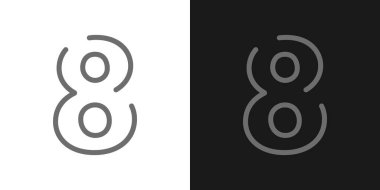 8 numara çizgi tasarımı yazı tipi. Karşıtlık renk vektörü çizimi