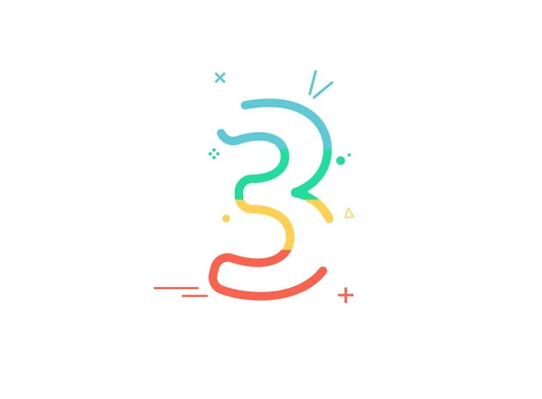 3Rd Anniversary Celebration Vector Font Greeting Congratulation Colorful Design Confetti — Stock Vector