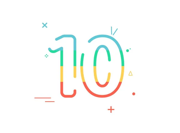 10周年庆祝矢量字体 五彩斑斓的设计与圆饼 生日或婚宴的节日装饰 第10部分说明 — 图库矢量图片