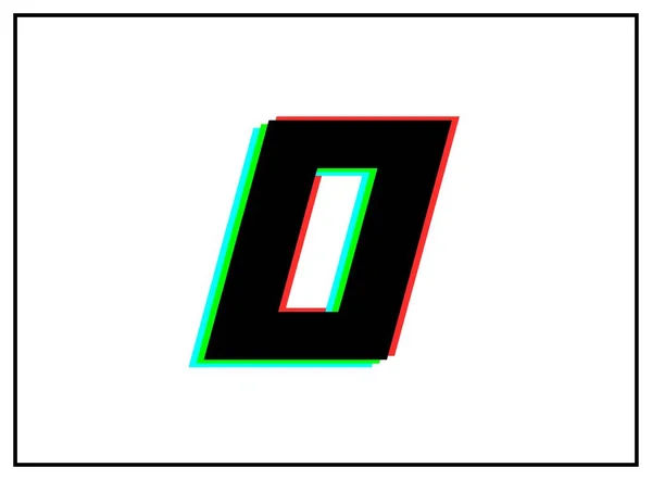 O手紙ロゴ ベクトルデザインフォント ダイナミック 分割色 番号の影赤 白の背景に黒のフレームで青 第十話図 — ストックベクタ