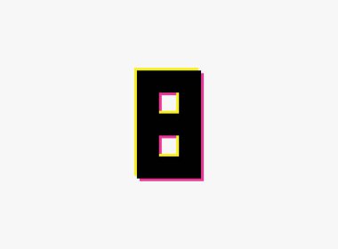 8 numaralı vektör desing logosu. Dinamik, ayrık renk, pembe ve sarı renkte beyaz arkaplan. Sosyal medya, tasarım unsurları, yaratıcı poster, yıldönümü kutlaması, selamlama ve web için 