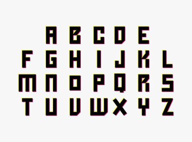 Harf ayarlı yazı tipi, vektör ayrıştırma alfabesi. Dinamik, ayrık renk, pembe ve sarı renkte beyaz arkaplan. Logo, sosyal medya, tasarım unsurları, yaratıcı poster, yıldönümü kutlaması, selamlama vesaire için.