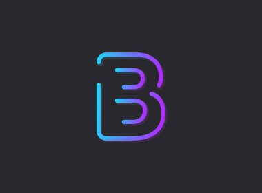 B, modern eğim harfi. Moda, dinamik yaratıcı tarz tasarımı. Logo, marka etiketi, tasarım elemanları, uygulama ve daha fazlası için. İzole vektör illüstrasyonu