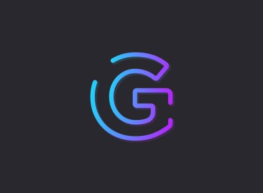 G, modern gradyan harf. Moda, dinamik yaratıcı tarz tasarımı. Logo, marka etiketi, tasarım elemanları, uygulama ve daha fazlası için. İzole vektör illüstrasyonu