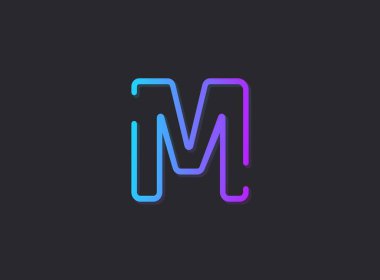 M, modern gradyan harf. Moda, dinamik yaratıcı tarz tasarımı. Logo, marka etiketi, tasarım elemanları, uygulama ve daha fazlası için. İzole vektör illüstrasyonu