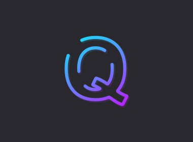 Q, modern gradyan harf. Moda, dinamik yaratıcı tarz tasarımı. Logo, marka etiketi, tasarım elemanları, uygulama ve daha fazlası için. İzole vektör illüstrasyonu