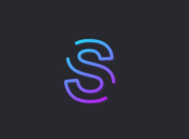 S, modern eğimli harf. Moda, dinamik yaratıcı tarz tasarımı. Logo, marka etiketi, tasarım elemanları, uygulama ve daha fazlası için. İzole vektör illüstrasyonu