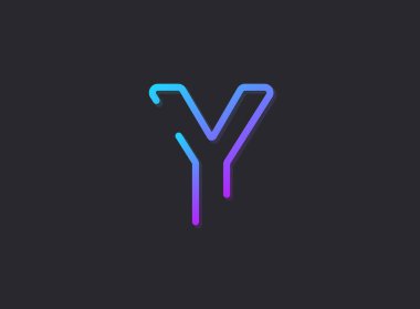 Y, modern gradyan harf. Moda, dinamik yaratıcı tarz tasarımı. Logo, marka etiketi, tasarım elemanları, uygulama ve daha fazlası için. İzole vektör illüstrasyonu