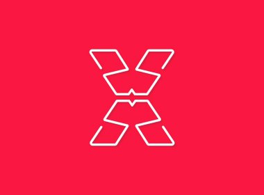 X harfi, modern moda eleştirileri. Devamlı çizgi, eşsiz yazı tipi. Vektör eps10 illüstrasyonu