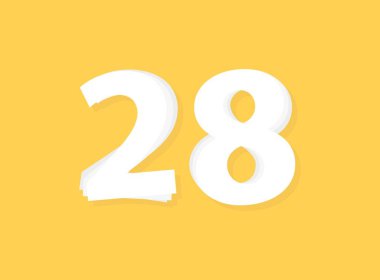28 numara vektörü, modern katman tasarım yazı tipi. Eps10 illüstrasyon             