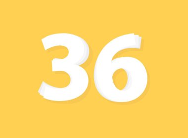 36 numara vektörü, modern katman tasarım yazı tipi. Eps10 illüstrasyon             