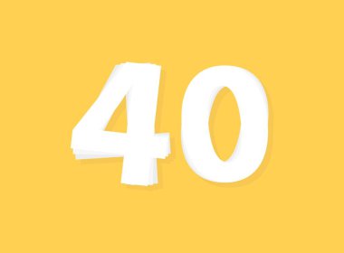 40 Sayı Vektörü, modern katman tasarım yazı tipi. Eps10 illüstrasyon             