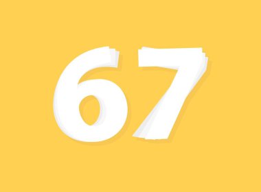 67 numara vektörü, modern katman tasarım yazı tipi. Eps10 illüstrasyon             