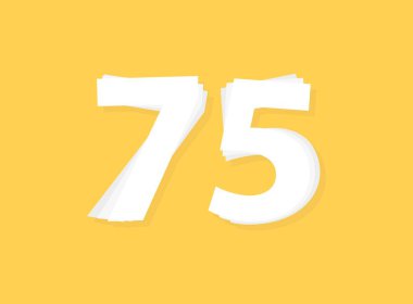 75 numara vektörü, modern katman tasarım yazı tipi. Eps10 illüstrasyon             
