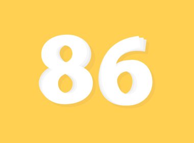 86 numara vektörü, modern katman tasarım yazı tipi. Eps10 illüstrasyon             