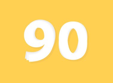 90 Sayı vektörü, modern katman tasarım yazı tipi. Eps10 illüstrasyon             