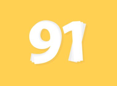 91 numara vektörü, modern katman tasarım yazı tipi. Eps10 illüstrasyon             