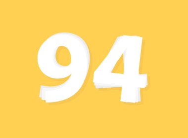 94 numara vektörü, modern katman tasarım yazı tipi. Eps10 illüstrasyon             ,