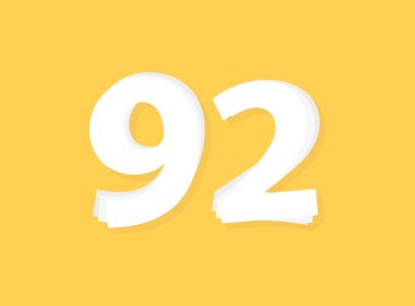 92 numara vektörü, modern katman tasarım yazı tipi. Eps10 illüstrasyon             