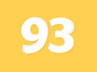 93 numara vektörü, modern katman tasarım yazı tipi. Eps10 illüstrasyon             ,