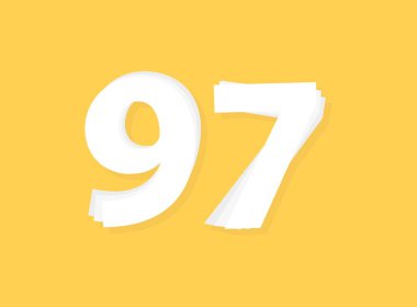 97 numara vektörü, modern katman tasarım yazı tipi. Eps10 illüstrasyon             ,