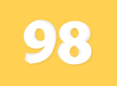 98 numara vektörü, modern katman tasarım yazı tipi. Eps10 illüstrasyon             ,