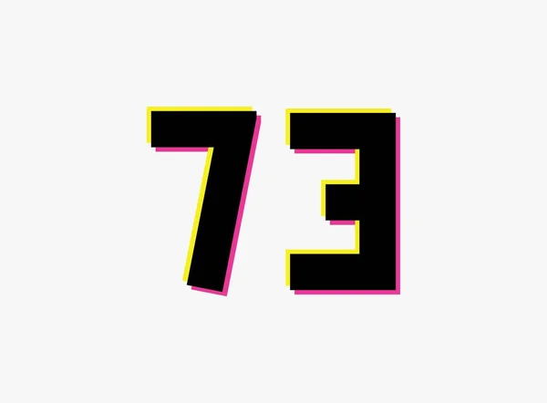 72番ベクトルのデザインロゴ Dnumber 73ベクトルデザインロゴ ダイナミック 分割色 白の背景に番号ピンクと黄色の影 ソーシャルメディア デザイン要素 創造的なポスター 記念日のお祝い — ストックベクタ