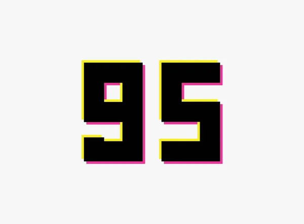 Номер Векторний Логотип Динамічний Спліт Колір Тінь Числа Рожевий Жовтий — стоковий вектор