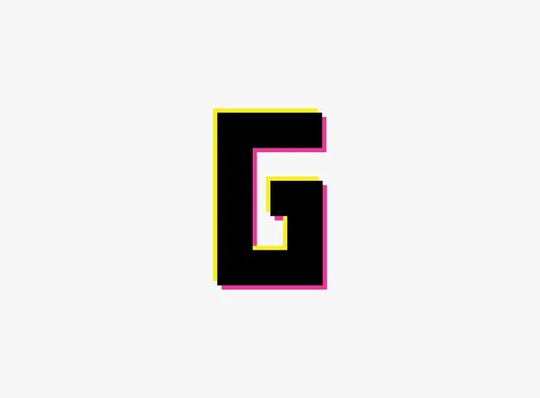 G文字フォント ベクトルデザインアルファベット ダイナミック 分割色 白の背景に番号ピンクと黄色の影 ソーシャルメディア デザイン要素 クリエイティブポスターなど — ストックベクタ