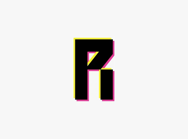 R文字フォント ベクトルデザインアルファベット ダイナミック 分割色 白の背景に番号ピンクと黄色の影 ソーシャルメディア デザイン要素 クリエイティブポスターなど — ストックベクタ