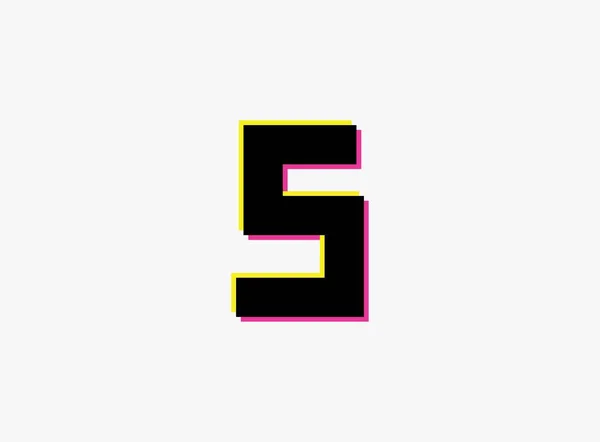 Letter Font Vector Desing Alphabet Dynamic Split Color Shadow Number — Stock Vector