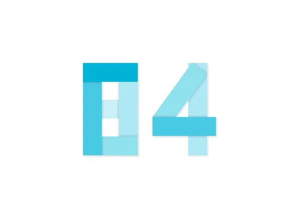 Zahl Vektor Logo Papier Schnitt Schrift Aus Blauen Farbtönen Isoliert — Stockvektor