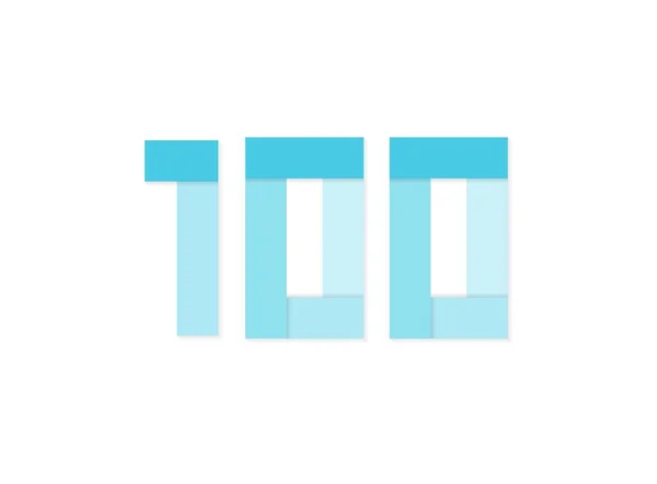 100 Nomor Logo Vektor Kertas Memotong Desing Font Yang Terbuat - Stok Vektor
