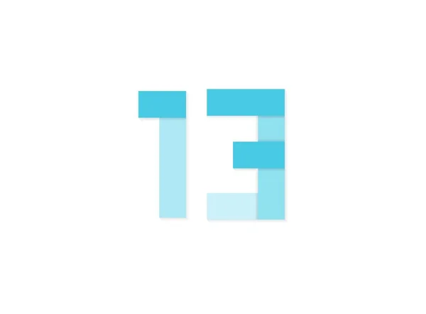 13個の数字 ベクトルロゴ 青い色のトーンで作られた紙カットデザインフォント 第十話図 — ストックベクタ