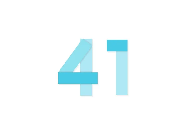 41個の数字 ベクトルロゴ 青い色のトーンで作られた紙カットデザインフォント 第十話図 — ストックベクタ