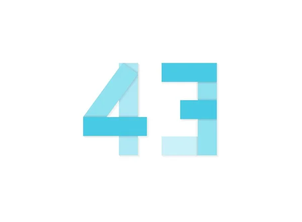Номер Векторний Логотип Шрифт Розрізання Паперу Зроблений Синіх Кольорових Тонів — стоковий вектор