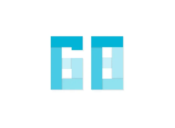 Numer Logo Wektora Papier Cut Desing Czcionka Wykonana Odcieni Niebieskiego — Wektor stockowy