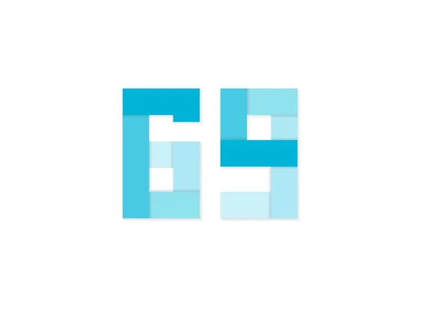 Цифр Векторный Логотип Бумажный Вырезанный Шрифт Выполненный Тонов Синего Цвета — стоковый вектор