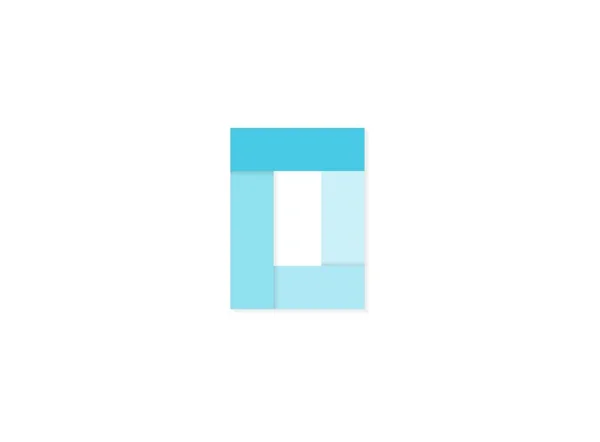 Buchstabe Vektor Logo Papier Schnitt Schreibschrift Aus Blautönen Isoliert Auf — Stockvektor