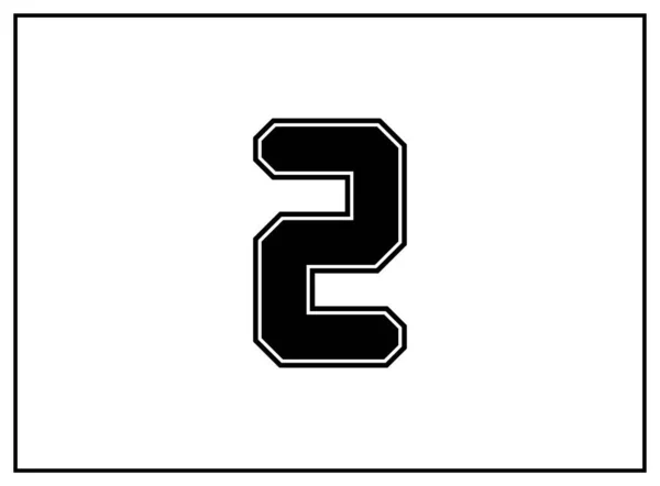 2位数经典美国式 大学式字体 统一的黑色字母 外面有一条黑色的等高线 老式运动服 分离的病媒 — 图库矢量图片