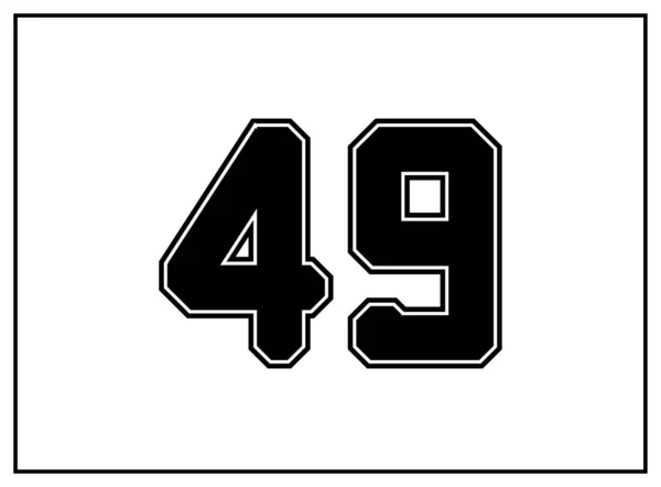 49数古典的なアメリカの大学スタイルのフォント 黒の外側の輪郭線と黒で統一された文字 ヴィンテージスポーツフォント ジャージーのための Tシャツ バスケットボール サッカー 分離ベクトル — ストックベクタ