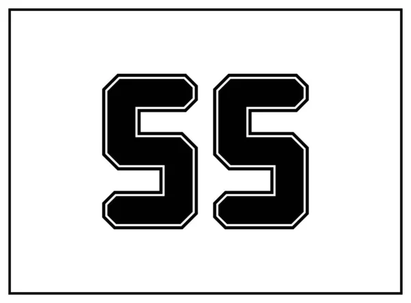 55数古典的なアメリカの大学スタイルのフォント 黒の外側の輪郭線と黒で統一された文字 ヴィンテージスポーツフォント ジャージーのための Tシャツ バスケットボール サッカー 分離ベクトル — ストックベクタ