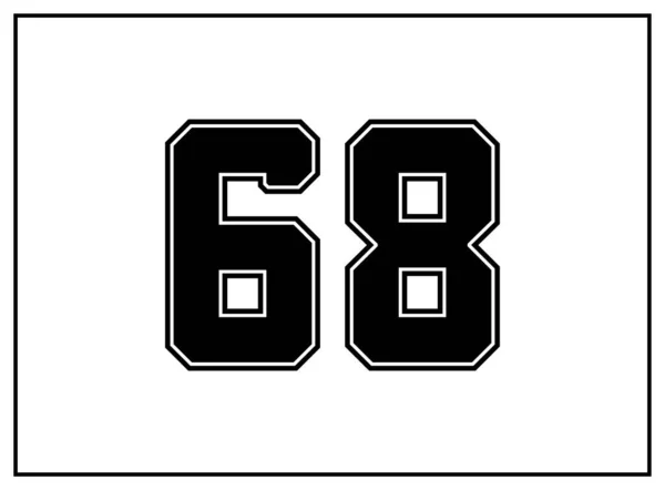 68个数经典美国人 大学风格字体 统一的黑色字母 外面有一条黑色的等高线 老式运动服 分离的病媒 — 图库矢量图片