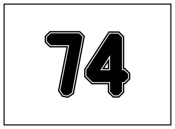 74数古典的なアメリカの大学スタイルのフォント 黒の外側の輪郭線と黒で統一された文字 ヴィンテージスポーツフォント ジャージーのための Tシャツ バスケットボール サッカー 分離ベクトル — ストックベクタ