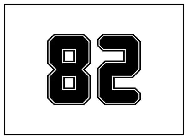 82番目の古典的なアメリカの大学スタイルのフォント 黒の外側の輪郭線と黒で統一された文字 ヴィンテージスポーツフォント ジャージーのための Tシャツ バスケットボール サッカー 分離ベクトル — ストックベクタ