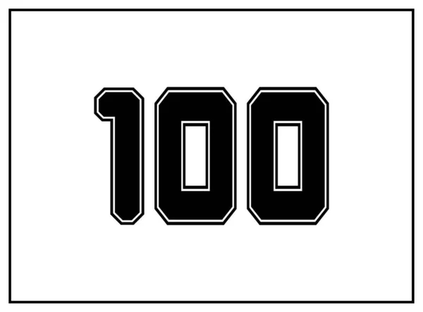 100 Νούμερο Κλασσική Αμερικάνικη Γραμματοσειρά Κολεγιακού Στυλ Γράμμα Μαύρο Χρώμα — Διανυσματικό Αρχείο