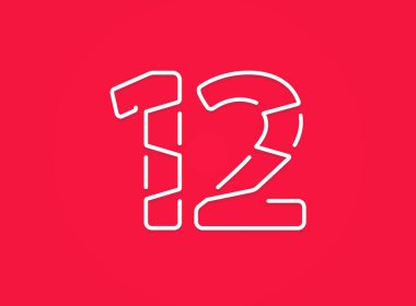 12 numara. Modern moda, yaratıcı tarz tasarımı. Logo, marka etiketi, tasarım unsurları, kurumsal kimlik, uygulama vs. için. vektör illüstrasyonu          