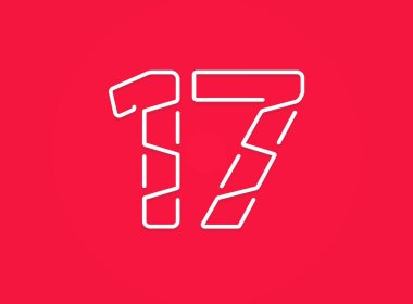 17 numara. Modern moda, yaratıcı tarz tasarımı. Logo, marka etiketi, tasarım unsurları, kurumsal kimlik, uygulama vs. için. vektör illüstrasyonu          
